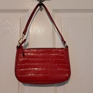 Olivia Miller Red Croc-Embossed Mini Shoulder Bag